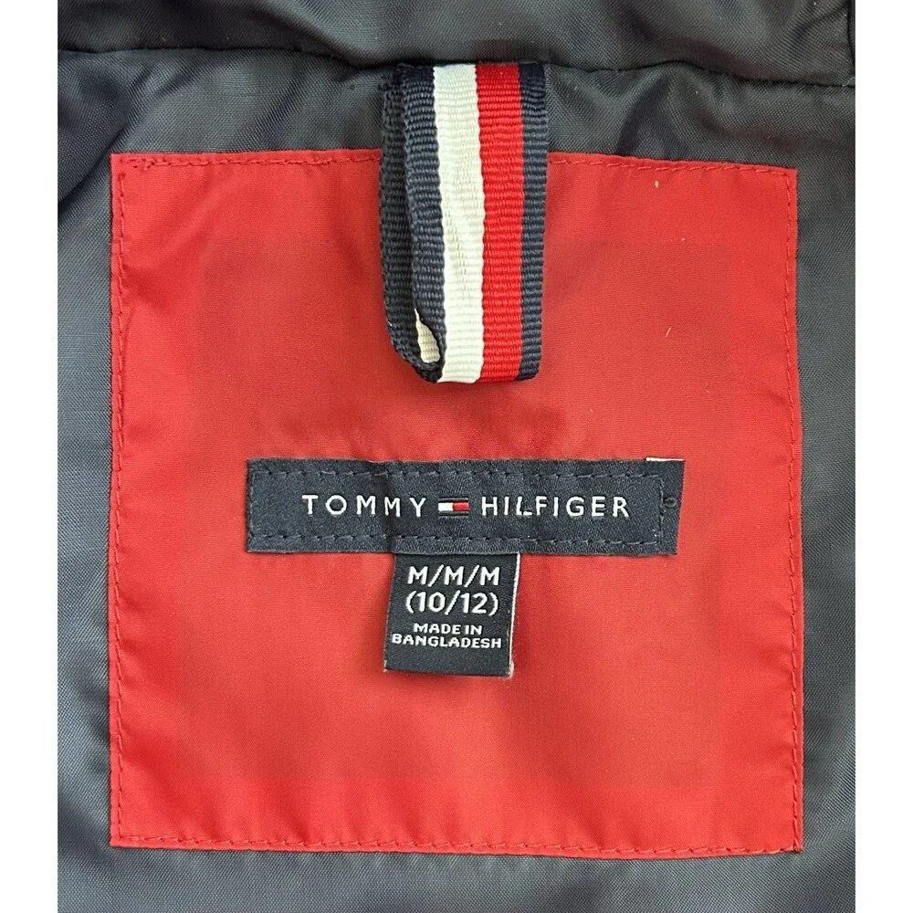 NWOT Tommy Hilfiger Kids Red Hooded Puffer Jacket Coat Boys Girls M 10/12